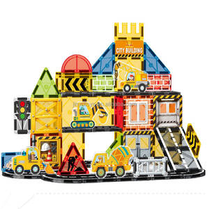 Bloques de Construcción Magnéticos STEM 3D de <span class=keywords><strong>7</strong></span>.5CM para Niños, Juego de Bloques de Construcción de Carreteras 3D, Escenas de Tráfico Urbano, Ladrillos Magnéticos de Juguete - Product Image 1