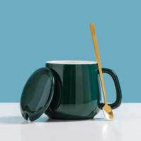 Logo kustom 10oz Modern Nordic biru merah muda putih keramik Ember Mug untuk teh kopi