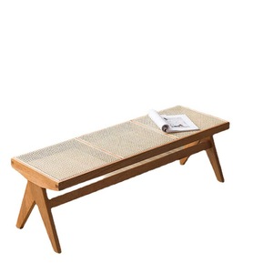 Nordic Ins Rattan Long for Living Room Dining <b>Bedroom</b> Hotel Shoes Changing <b>Stool</b> - Product Image 1