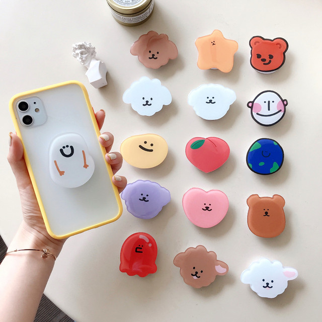 Wholesale High Quality Acrylic Eject Mobile Phone Holder With Cute Design Phone Socket Custom Logo for Cell Phone Grip