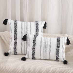 Nouvelle housse <span class=keywords><strong>de</strong></span> coussin en coton jacquard tuftée à franges pour bureau, canapé, tête <span class=keywords><strong>de</strong></span> <span class=keywords><strong>lit</strong></span> et coussin lombaire - Product Image 4