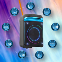 Speaker Aktif Profesional 8 Inch Tahan Air Sistem Suara Bertenaga dengan TWS/USB/Kartu TF/Radio FM/Perekam/Layar Digital untuk Luar Ruangan