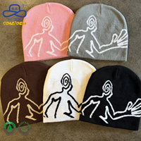 Gorro con Estampado Gráfico Orgánico Certificado por OCS, Diseño Abstracto de Líneas, Etiqueta Privada, Directo del Productor