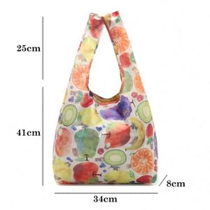 Sac de courses pliable personnalisé promotionnel en polyester 190T, sac fourre-tout pliable pour épicerie - Product Image 2