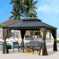 Haute qualité Morden BBQ fête Double toit en Polycarbonate 3*4M luxe en aluminium PC haut jardin extérieur Gazebos