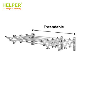 Telescopic Aluminum Alloy Stainless Steel Clothes <b>Drying</b> <b>Rack</b> Wall Mounted X Shape Balcony Indoor Use - Product Image 2