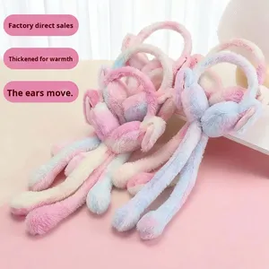 子供用ユニセックスうさぎ耳あて、動く耳付き、短いプラッシュ素材、折りたたみ式デザイン、冬の暖かさを保つ、8～13歳向け - Product Image 3