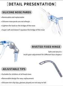 새로운 유행 유연한 경첩 사원 안전 안경 기하학적 패턴 실리콘 TR90 어린이 블루 안티 라이트 안경 프레임 - Product Image 4
