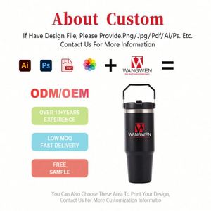 Bouteille d'eau de voyage personnalisée avec logo, tasse isotherme en acier inoxydable 20oz, gobelet 30oz avec paille rabattable et poignée - Product Image 3