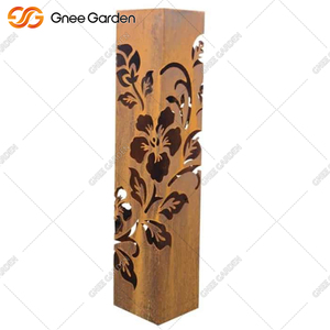 Lámpara decorativa de poste de iluminación de jardín resistente a la intemperie con energía Solar moderna Artificial de lujo de acero Corten duradero - Product Image 2