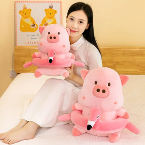 J423 nuovo design giocattoli <span class=keywords><strong>di</strong></span> <span class=keywords><strong>peluche</strong></span> personalizzati farcito maialino rosa con cerchio <span class=keywords><strong>di</strong></span> nuoto <span class=keywords><strong>fenicottero</strong></span> adorabile <span class=keywords><strong>peluche</strong></span> maialino - Product Image 3
