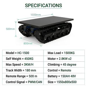 Chasis <span class=keywords><strong>de</strong></span> orugas eléctrico <span class=keywords><strong>de</strong></span> 500 kg con orugas <span class=keywords><strong>de</strong></span> caucho, autopropulsado con motor sin escobillas <span class=keywords><strong>de</strong></span> 48 V para ingeniería <span class=keywords><strong>de</strong></span> <span class=keywords><strong>construcción</strong></span> - Product Image 2