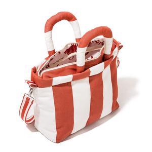 Borsa Tote Casual a Righe da Donna con Chiusura a Cerniera, Impermeabile in Poliestere, <span class=keywords><strong>Tracolla</strong></span>, Grande Capacità per Spiaggia e Uso Quotidiano - Product Image 3