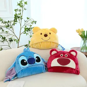 Lilo Stitch bantal selimut dua dalam satu Kawaii flanel bantal tebal tidur siang selimut ruang tamu anak dekorasi kamar tidur