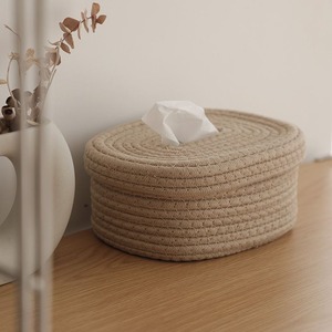 Cesta de almacenamiento de papel de cuerda de algodón de estilo nórdico MSH con tapa para restaurante - Product Image 5