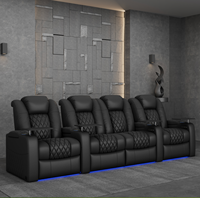Ensemble de canapés inclinables zéro gravité 4 places en cuir respirant et durable, avec mousse à mémoire de forme, design moderne et fonction extensible pour salon