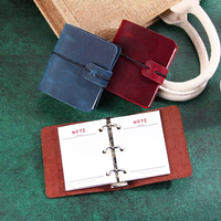 Mini carnet de voyage en cuir A8, journal vintage, carnet à feuilles mobiles, classeur portable en cuir, journal de poche