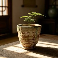 Pot Bunga Keramik Tahan Panas, Bernapas, Tahan Korosi, Gaya Wabi-sabi, untuk Sukulen dan Tanaman Hijau di Meja, Bergaya Rustic