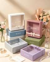 Boîte cadeau rigide avec fenêtre carrée à fermeture magnétique, fenêtre visuelle en PVC recyclable, décoration avec nœud, personnalisation de l'impression du logo