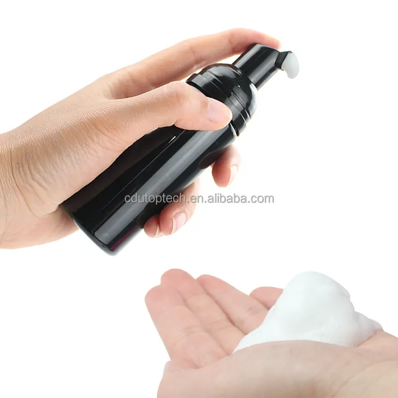 Wholesale 50ml PET Black Empty Plastic Foam Pump Bottle 50ml Cosmetic Facial Cleanser Soap Foam Pump Bottle With Foamer Pump Cap