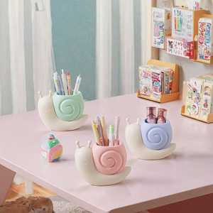 Porte-stylo rond en forme d'escargot de dessin animé, en plastique, impression numérique, organisateur de papeterie de bureau, décoration de bureau - Product Image 3