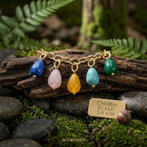 จี้หินประจำเดือนเกิด |   จี้หินธรรมชาติ Tearprop พร้อมห่วงสแตนเลสสตีลชุบทอง 18K PVD สำหรับทำเครื่องประดับ - Product Image 4