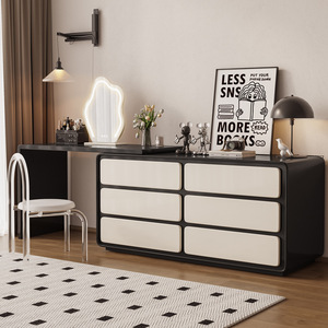 MR Moderne Coiffeuse Chambre à coucher Armoire de chevet Table de maquillage Armoire de rangement Armoire à tiroirs Table de vanité en bois massif - Product Image 2