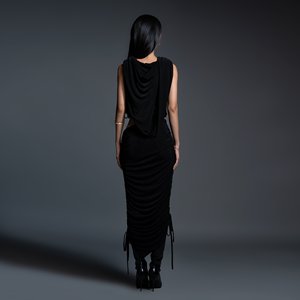 Conjunto de falda bies de satén brillante para mujer, con cuello vuelto Top, ajuste Regular por encima de la rodilla, uso diario, 200gr, tela de Jersey, marca de Vietnam - Product Image 4