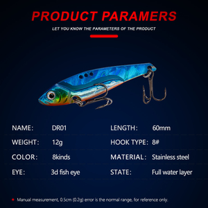 Haute qualité meilleure vente matériel de pêche profonde longue coulée DR01 manivelle leurres vibrants coulant métal dur appât pour carpe basse - Product Image 6
