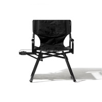 Chaise pliante de camping robuste et portable, entièrement noire, avec structure en aluminium, chaise de directeur pliable