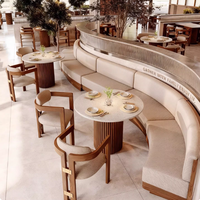 Canapé de restaurant, mobilier de café, banquette demi-cercle pour fast-food, ensemble table et chaises en bois pour salle à manger