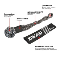 Manchon de protection synthétique souple KING-PRO 1/2"x24" 42 000 lbs résistance à la rupture noir pour kit d'urgence de remorquage automobile