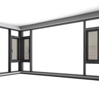 Ventana Abatible de Aluminio para Hogar Inteligente, Apertura Automática, Doble Bisagra, Vidrio Tintado Antihuracanes, Diseño Horizontal
