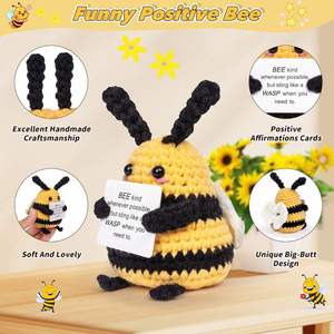 Funny Positive <b>Bee</b> Mini Crochet <b>Bee</b> with Positive Affirmations Card for Inspirational Novelty <b>Gifts</b> Party Home Decor Ornaments - Product Image 2
