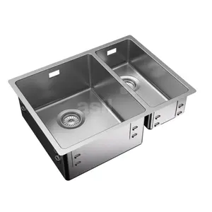 Kase paslanmaz çelik lavabo çift kase paslanmaz çelik endüstriyel mutfak lavabo restoran otel mutfak lavabo 58x44 (34x40-18x40)