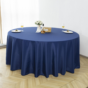 Housse de table ronde en polyester tissé extensible anti-taches de qualité supérieure de 120 pouces, taille et couleur personnalisables, lavable, utilisation hôtelière - Product Image 2