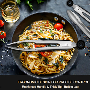 Accessoires de cuisine, outil de cuisson, pinces en acier inoxydable de 9 à 12 pouces avec embout en silicone, pinces à servir, pinces à griller, pinces à pain, petites pinces - Product Image 5