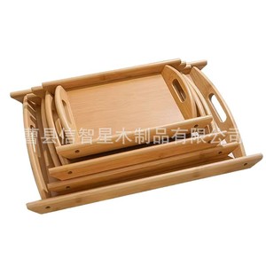 Xin Zhixing Bamboo Wood Rectangular Serving Tray With Handle For Food Hotel <b>Barbecue</b> Outdoor Picnic Use - Product Image 4
