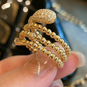 Anello a Spirale con Perline Metalliche per Donne, Gioiello da Dito Unico e alla Moda - Product Image 2