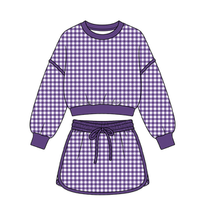 Ensemble sweat-shirt et jupe à ourlet incurvé pour filles, pull côtelé à manches longues et jupe-short à cordon de serrage, tenue 2 pièces pour l'automne au quotidien - Product Image 2