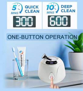 Mini nettoyeur à ultrasons numérique avec lumière UV, réservoir en acier inoxydable, 50W, capacité de 0,5L, commande tactile, usage domestique - Product Image 5