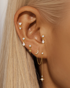 CANNER Hot-sell Jewelry Single Fashionable <b>Star</b> Long Tassel <b>Moon</b> Piercing Stud <b>Earring</b> - Product Image 2
