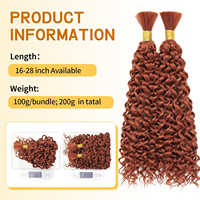 Cheveux en vrac Water Wave pour tresses, cheveux bouclés gingembre pour tresses bohèmes, micro-twist sans trame, extensions ondulées et humides