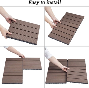 Decking compuesto WPC antideslizante resistente a los rayos UV moderno, técnicas cepilladas, azulejos de <span class=keywords><strong>cubierta</strong></span> de enclavamiento DIY, terrazas de jardín al aire libre - Product Image 6