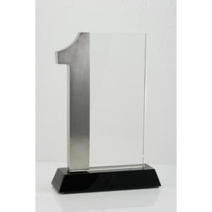 Premio de trofeo de placa de cristal <span class=keywords><strong>NO.1</strong></span> de Venta caliente con premio de trofeo personalizado de acero inoxidable para regalo de negocios y recuerdo - Product Image 1
