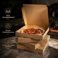 Caja de Pizza para Llevar de Cartón Corrugado Portátil de Alta Gama Resistente al Agua, Impresión de Serigrafía Personalizada para Embalaje de Entrega de Marca