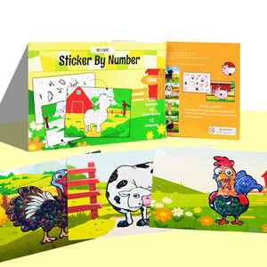 Libro de pegatinas para colorear sin ensuciar para niños y niñas, 12 piezas, actividades, arte, regalos de cumpleaños, manualidades, animales de granja, manualidades con láminas para niños - Product Image 3