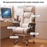 Chaise de Bureau Ergonomique Pivotante en Cuir PU pour la Maison et le Bureau, Pied en Acier Inoxydable, Fauteuil Inclinable Confortable de Gaming avec Repose-Pieds, Vente en Gros