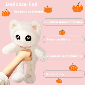 Peluche chat squelette personnalisée de haute qualité, chaton gothique blanc, animaux en peluche effrayants, poupée chat squelette pour cadeaux d'enfants - Product Image 3