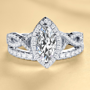 Luxury Rhodium Plated S925 Sterling <b>Silver</b> Marquise Zirconia <b>Ring</b> <b>Set</b> Perfect for Women's Engagement Wedding Anniversary Gifts - Product Image 6